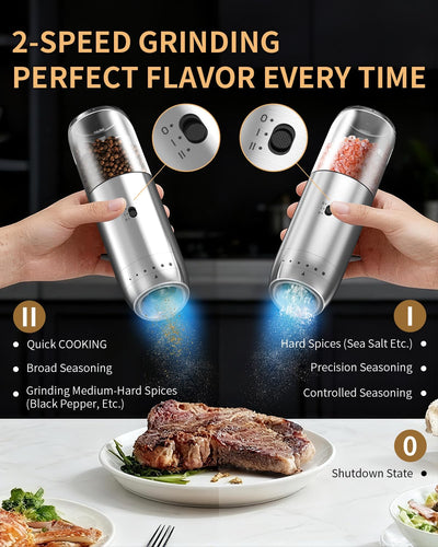 CIRCLE JOY Gravity Electric Salt and Pepper Grinder Set - Noubelkit