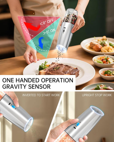 CIRCLE JOY Gravity Electric Salt and Pepper Grinder Set - Noubelkit