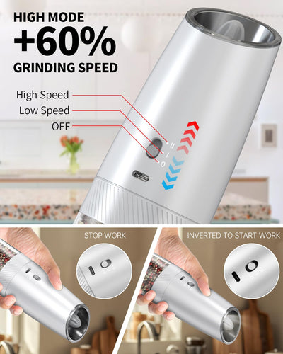CIRCLE JOY Gravity Electric Salt and Pepper Grinder Set - Noubelkit
