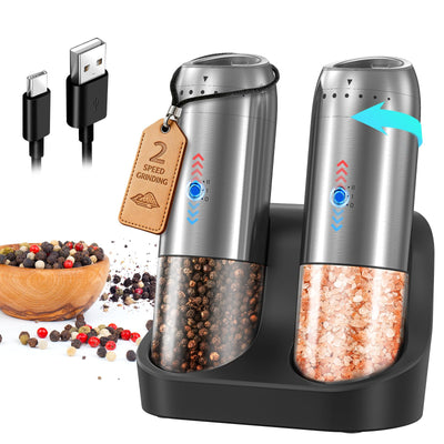 CIRCLE JOY Gravity Electric Salt and Pepper Grinder Set - Noubelkit