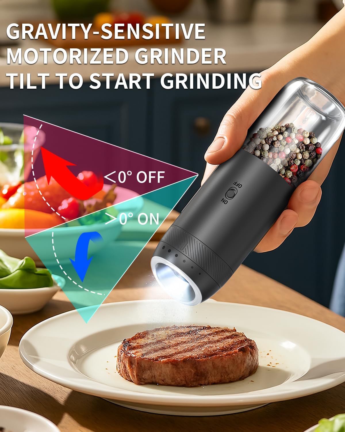 CIRCLE JOY Gravity Electric Salt and Pepper Grinder Set - Noubelkit