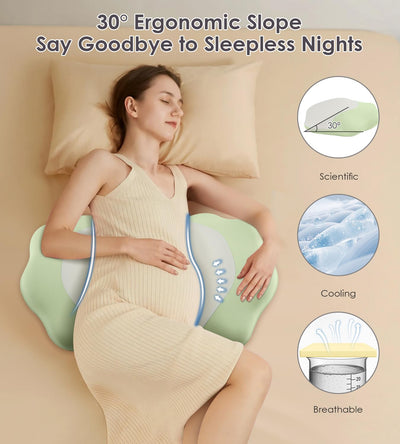 Pregnancy Pillows for Sleeping, Memory Foam Maternity Pillow Support for Back Belly HIPS, Adjustable Travel Wedge Pillow for Pregnant Women, Side Spleeping Pregnant Pillows with Cooling Pillowcase