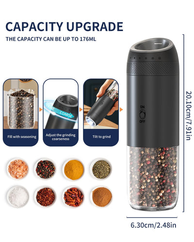 CIRCLE JOY Gravity Electric Salt and Pepper Grinder Set - Noubelkit