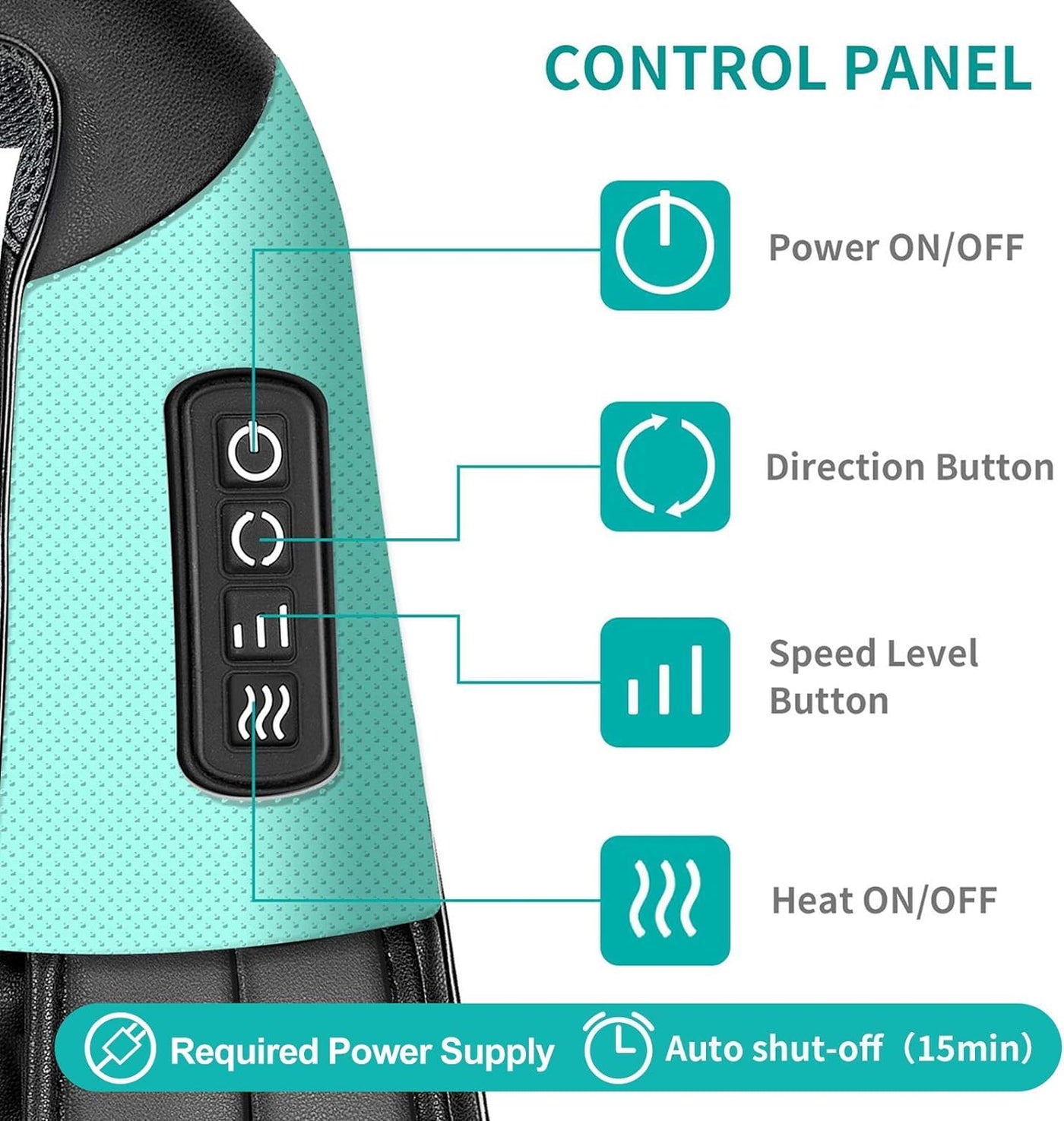 Nekteck Shiatsu Neck Massager for Pain Relief Deep Tissue with Heat, 3D Kneading Massage Pillow Back Shoulder Massagerfor Body Muscle, Plug-in Use for Home Office Car, Gifts for Mom Dad Him Her