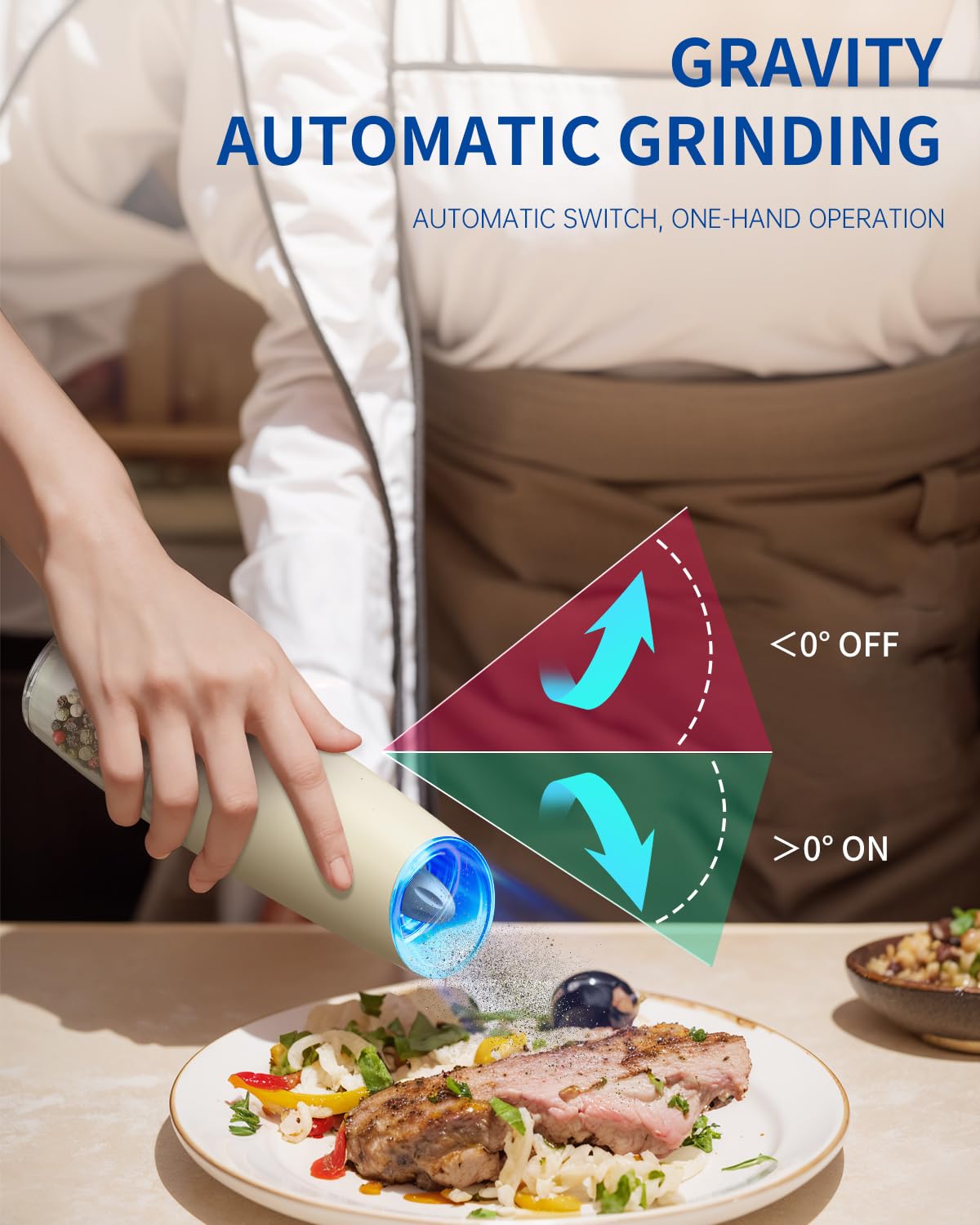 CIRCLE JOY Gravity Electric Salt and Pepper Grinder Set - Noubelkit