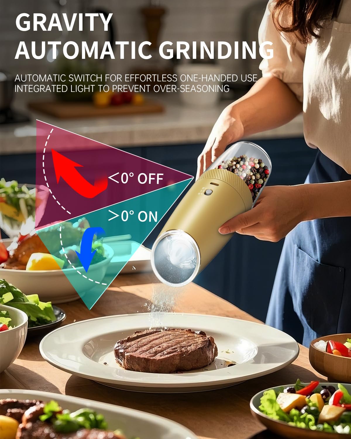 CIRCLE JOY Gravity Electric Salt and Pepper Grinder Set - Noubelkit