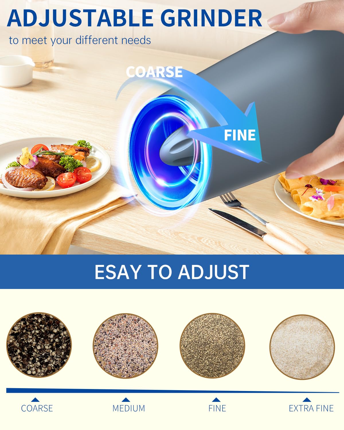 CIRCLE JOY Gravity Electric Salt and Pepper Grinder Set - Noubelkit