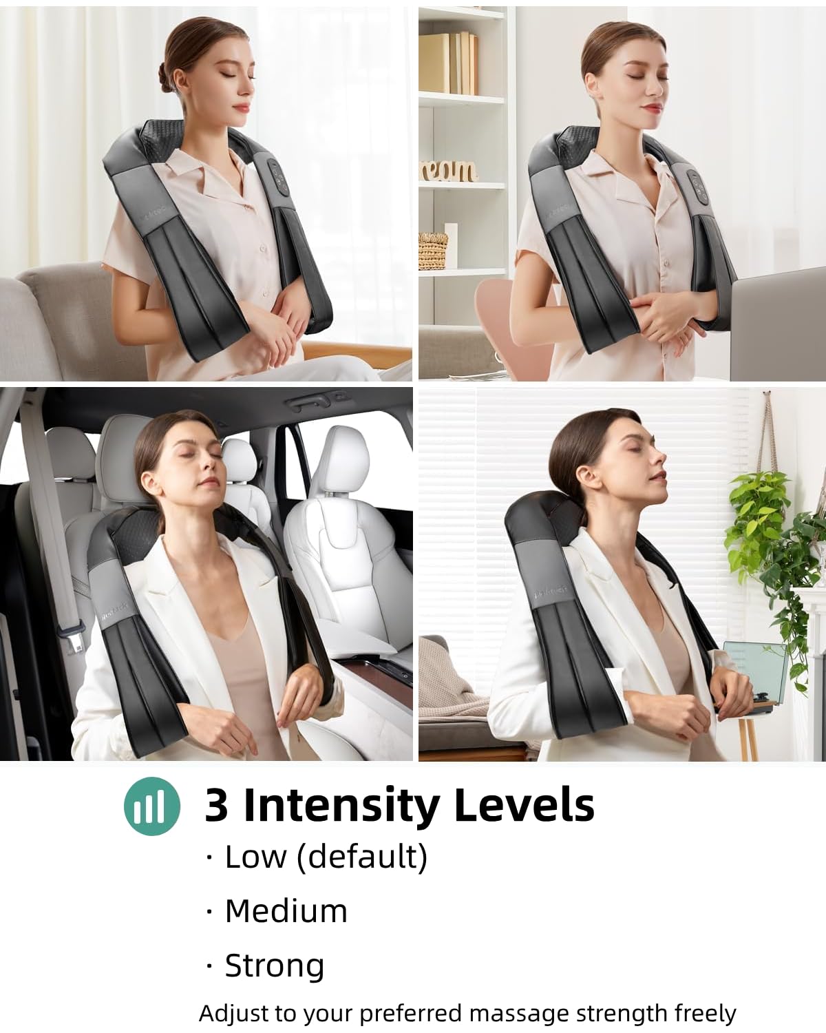 Nekteck Shiatsu Neck Massager for Pain Relief Deep Tissue with Heat, 3D Kneading Massage Pillow Back Shoulder Massagerfor Body Muscle, Plug-in Use for Home Office Car, Gifts for Mom Dad Him Her