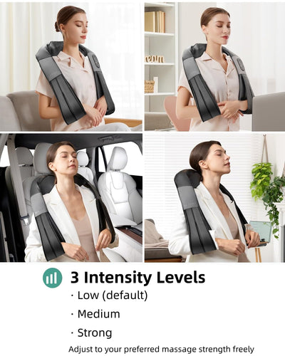 Nekteck Shiatsu Neck Massager for Pain Relief Deep Tissue with Heat, 3D Kneading Massage Pillow Back Shoulder Massagerfor Body Muscle, Plug-in Use for Home Office Car, Gifts for Mom Dad Him Her