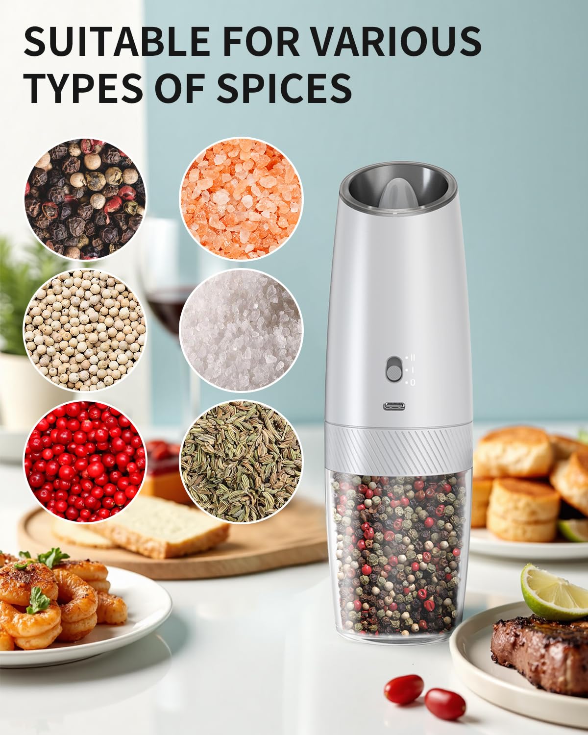 CIRCLE JOY Gravity Electric Salt and Pepper Grinder Set - Noubelkit
