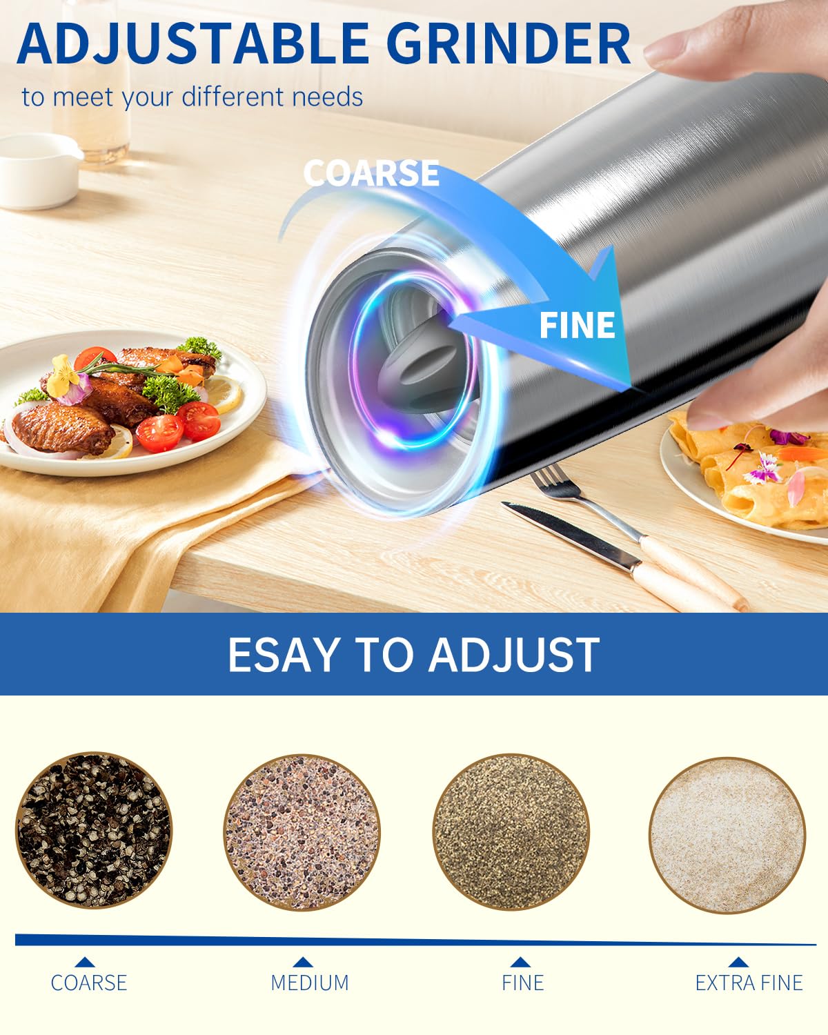 CIRCLE JOY Gravity Electric Salt and Pepper Grinder Set - Noubelkit