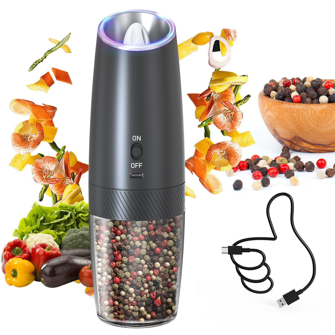 CIRCLE JOY Gravity Electric Salt and Pepper Grinder Set - Noubelkit