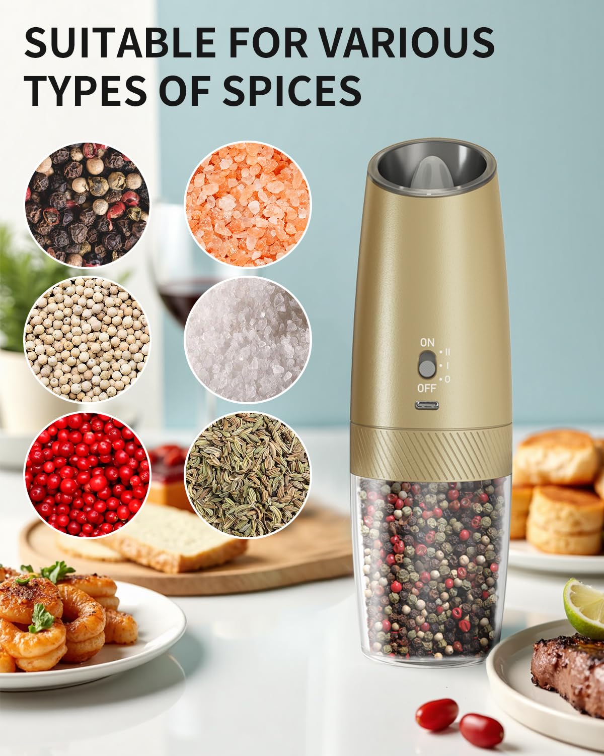 CIRCLE JOY Gravity Electric Salt and Pepper Grinder Set - Noubelkit