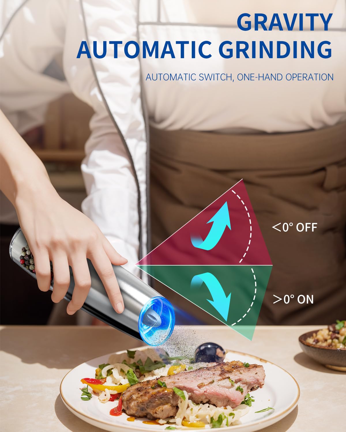 CIRCLE JOY Gravity Electric Salt and Pepper Grinder Set - Noubelkit