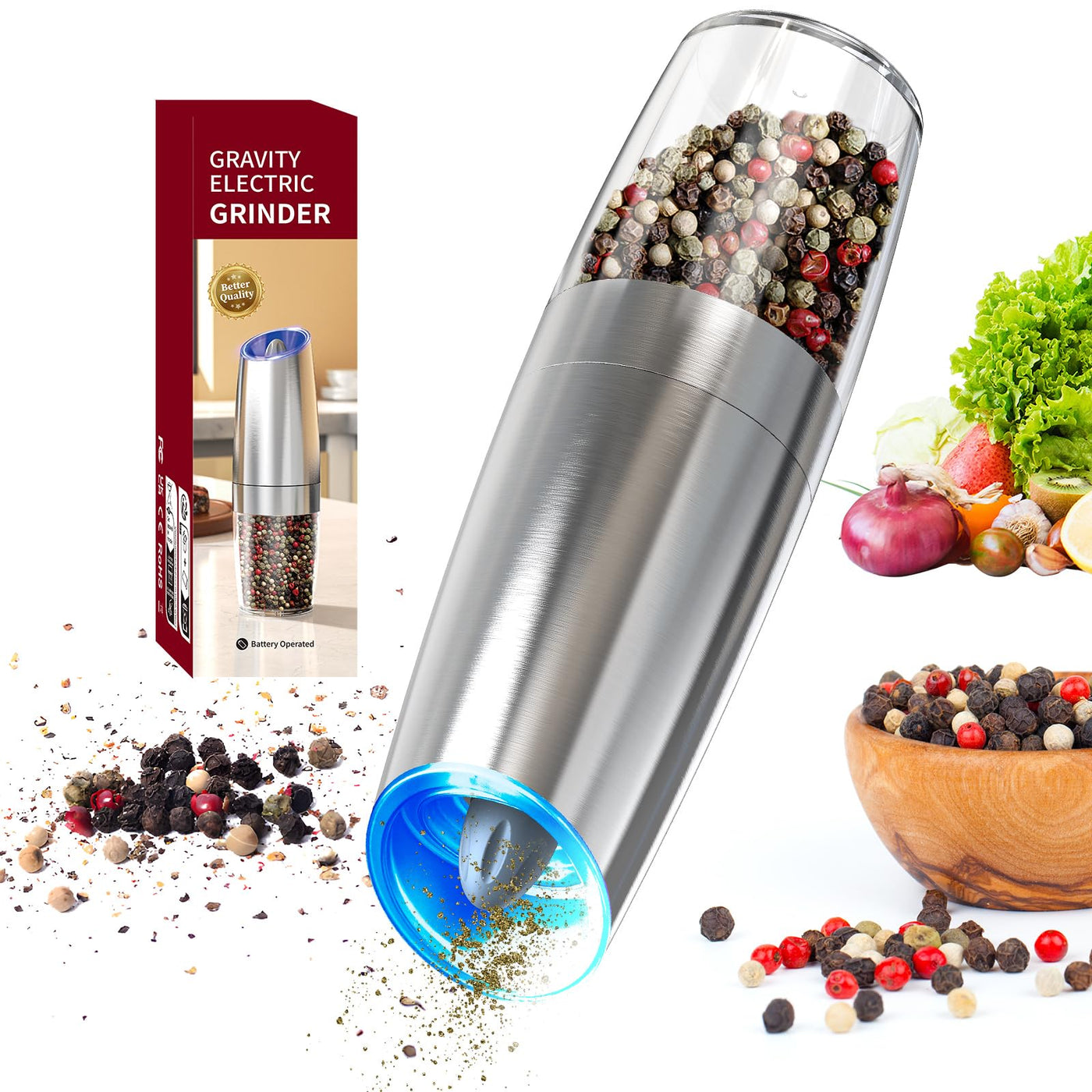 CIRCLE JOY Gravity Electric Salt and Pepper Grinder Set - Noubelkit