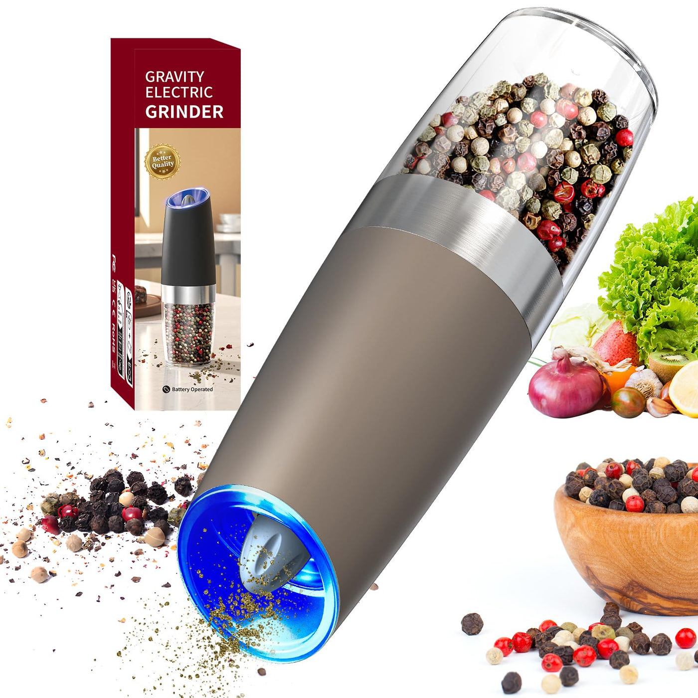 CIRCLE JOY Gravity Electric Salt and Pepper Grinder Set - Noubelkit
