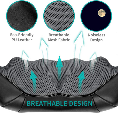 Nekteck Shiatsu Neck Massager for Pain Relief Deep Tissue with Heat, 3D Kneading Massage Pillow Back Shoulder Massagerfor Body Muscle, Plug-in Use for Home Office Car, Gifts for Mom Dad Him Her